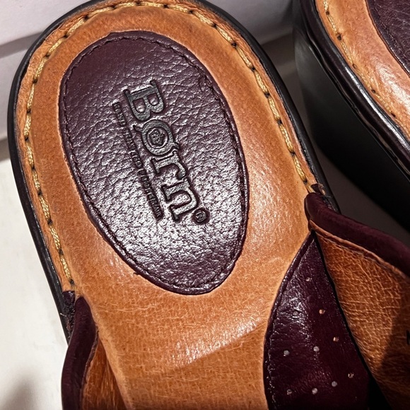 Born Red Leather Mules with Wedge Heel and Chunky Sole - Picture 7 of 9